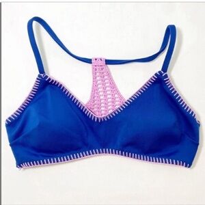 Victoria’s Secret crocheted swim top padded bra Pink & Blue Size XS